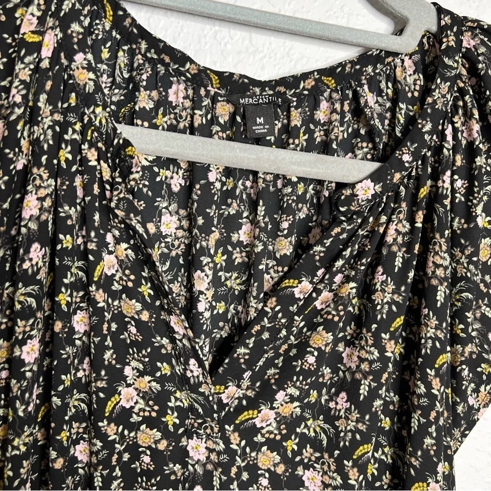 J. Crew dress midi women Medium Black Floral Pockets sleeveless M_5